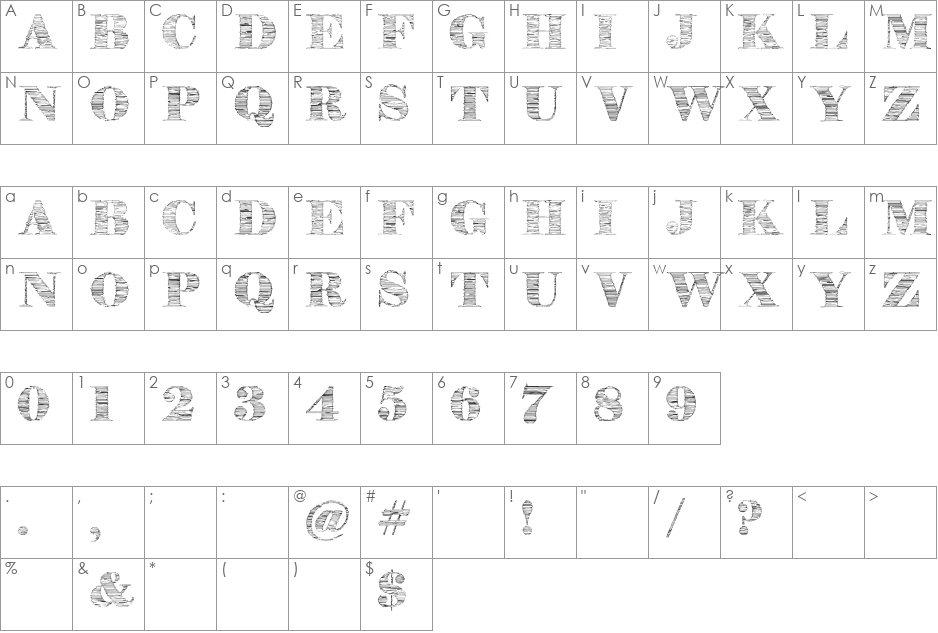 StoneStory font character map preview