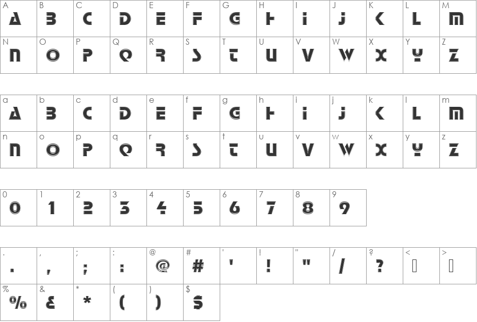 StopDIn1 font character map preview