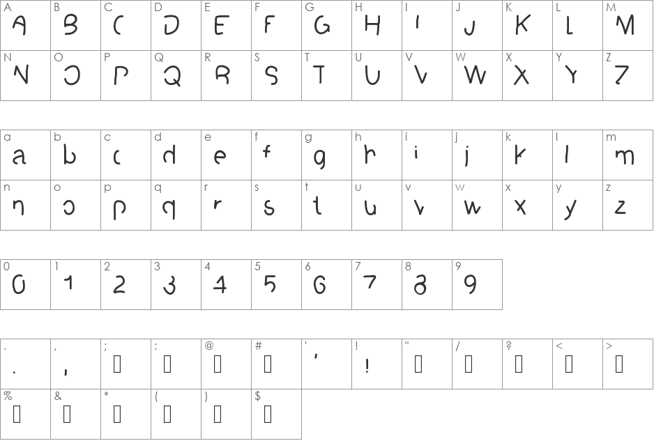 STOPplease font character map preview