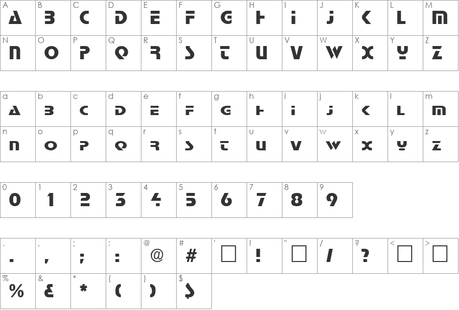 StopRegular font character map preview