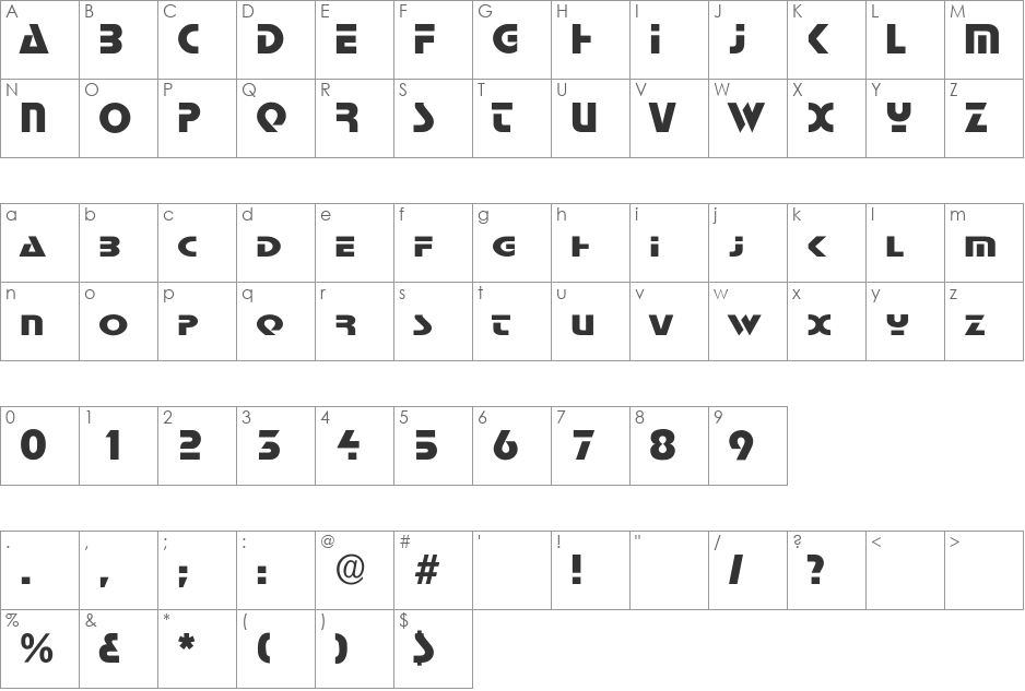 StopRegular font character map preview