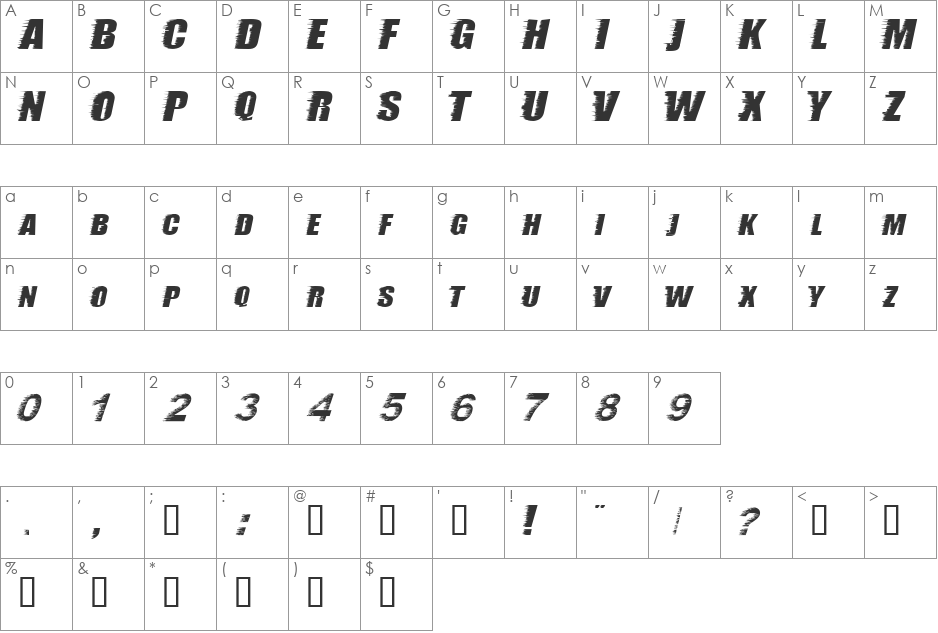 storm font character map preview