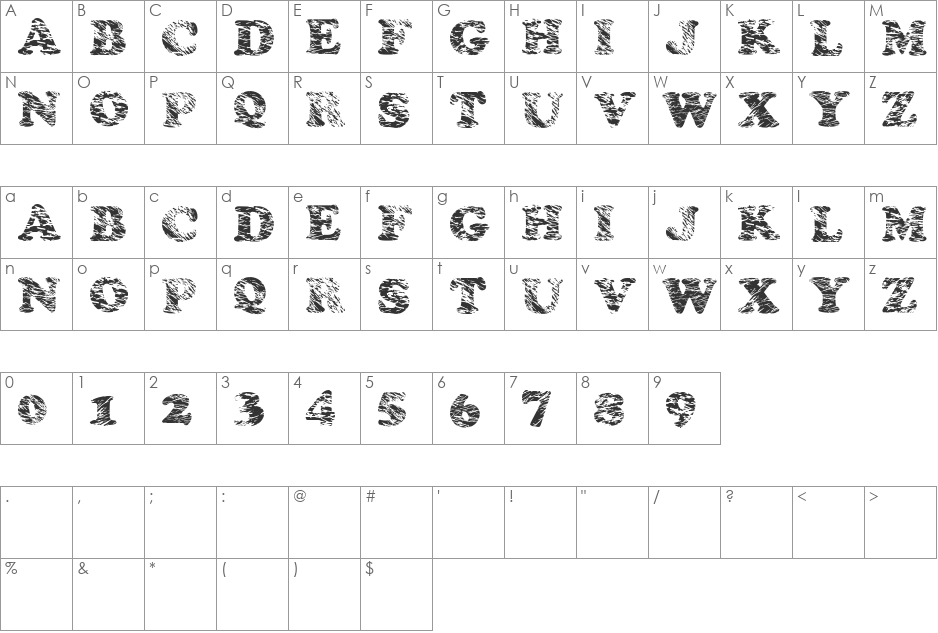 stormtime font character map preview