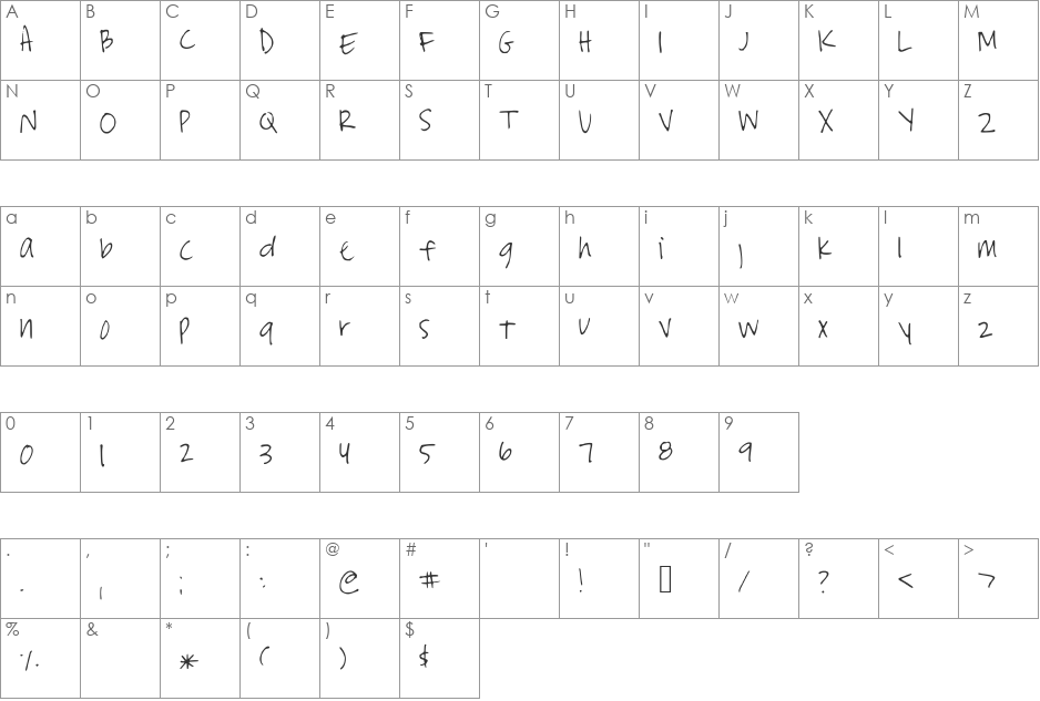 StormysFont font character map preview