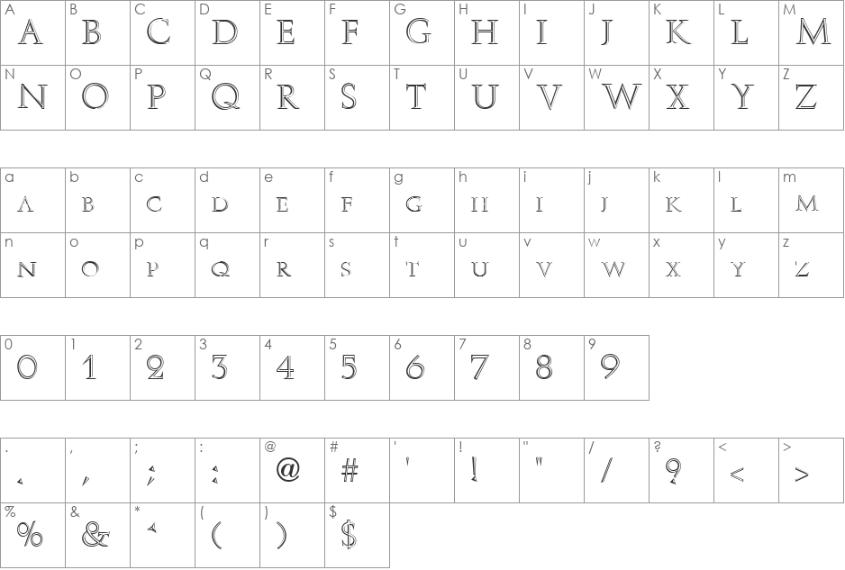 Stowe Open Face font character map preview