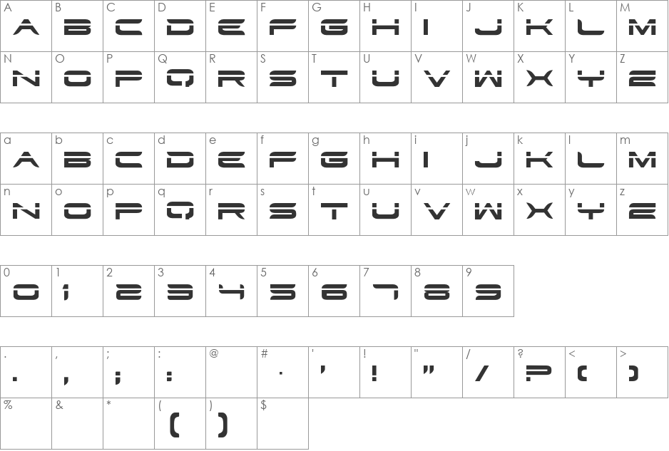 STR font character map preview