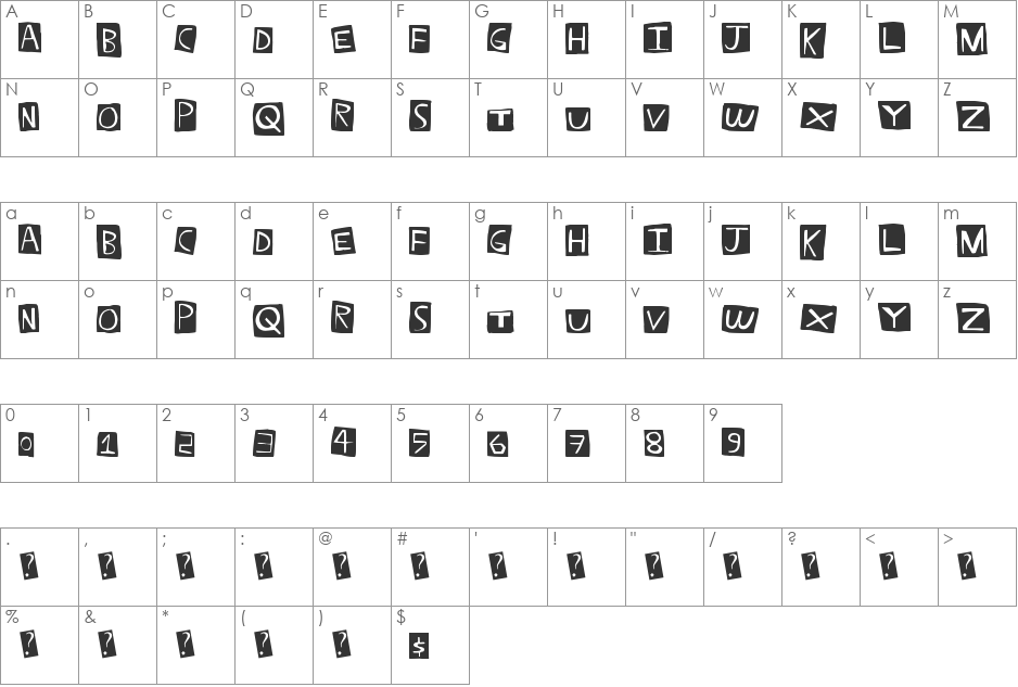StraightBaller font character map preview