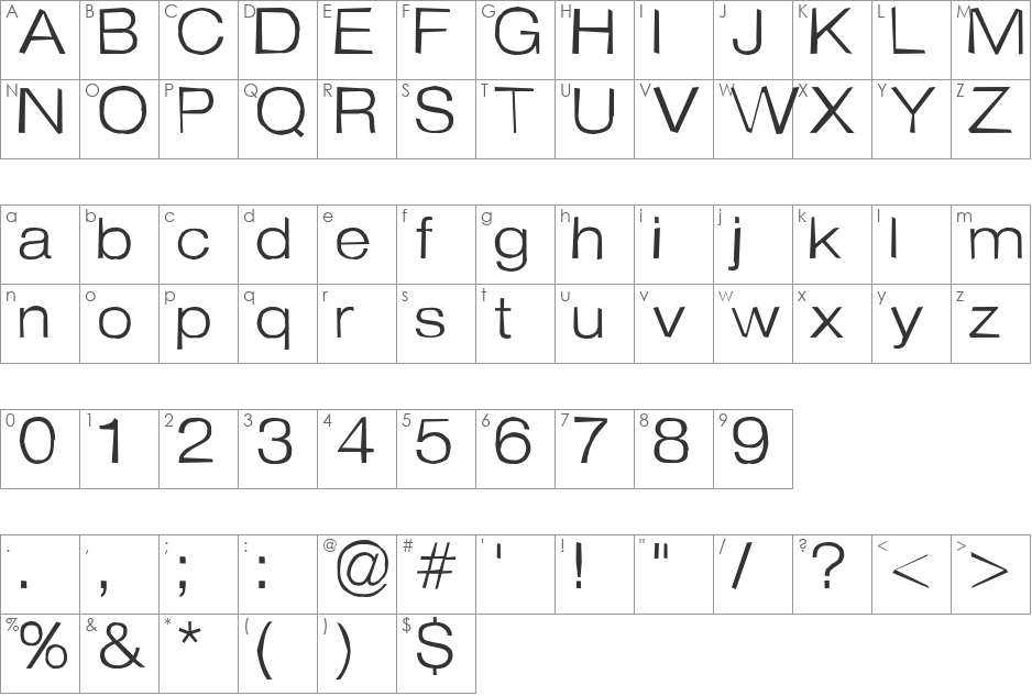 Strait Goof font character map preview
