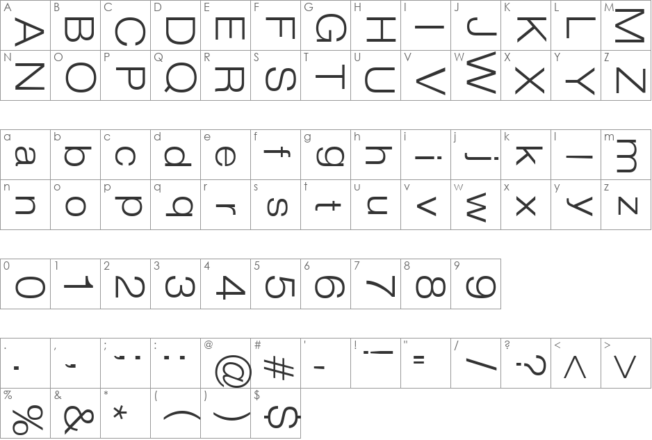 StraitOtherSide font character map preview