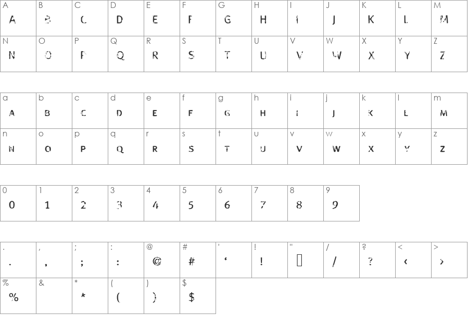 StrangeBoy font character map preview