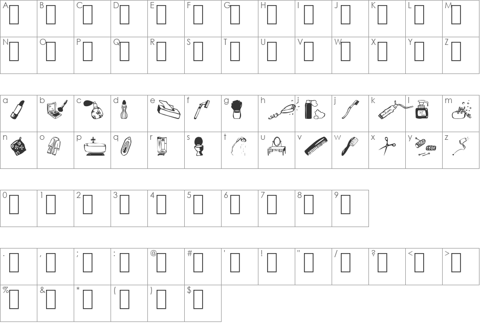 Beauty Spot font character map preview