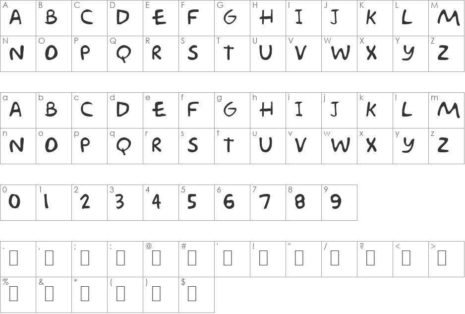 Strangers 1 font character map preview