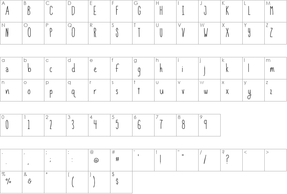 Strawberry Avalanche font character map preview