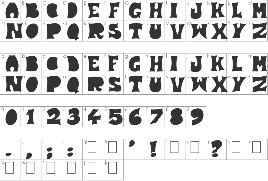 Strawberry Fields font character map preview