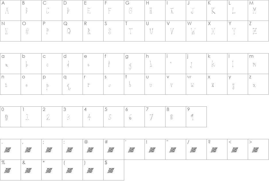 StrawberryLongcake font character map preview