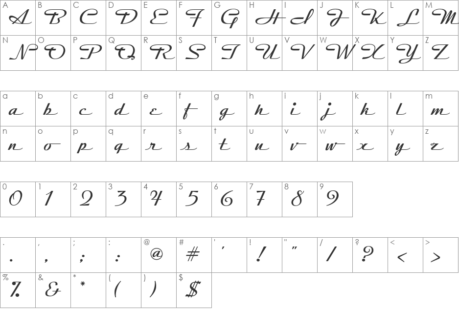 Streamline font character map preview