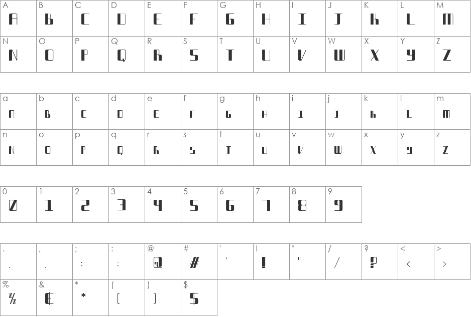 Streamway Compact font character map preview