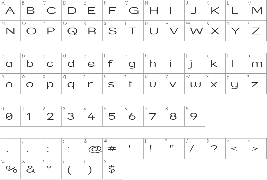 Street  Light Compressed font character map preview