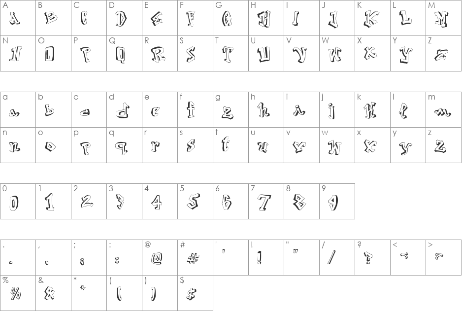 Street 2 Art font character map preview