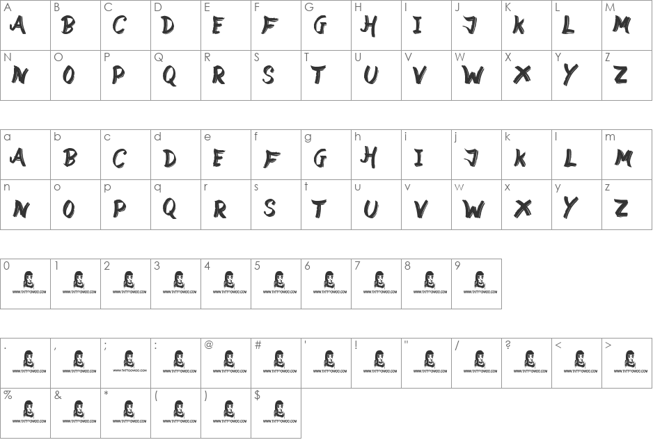 Street Affair font character map preview