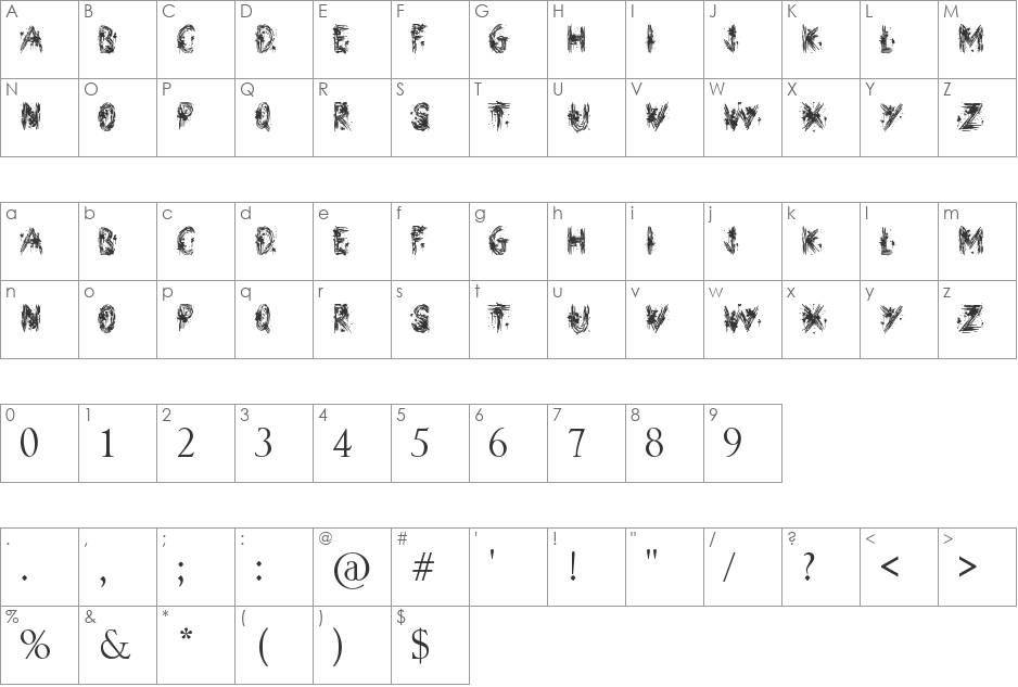 Street Art font character map preview
