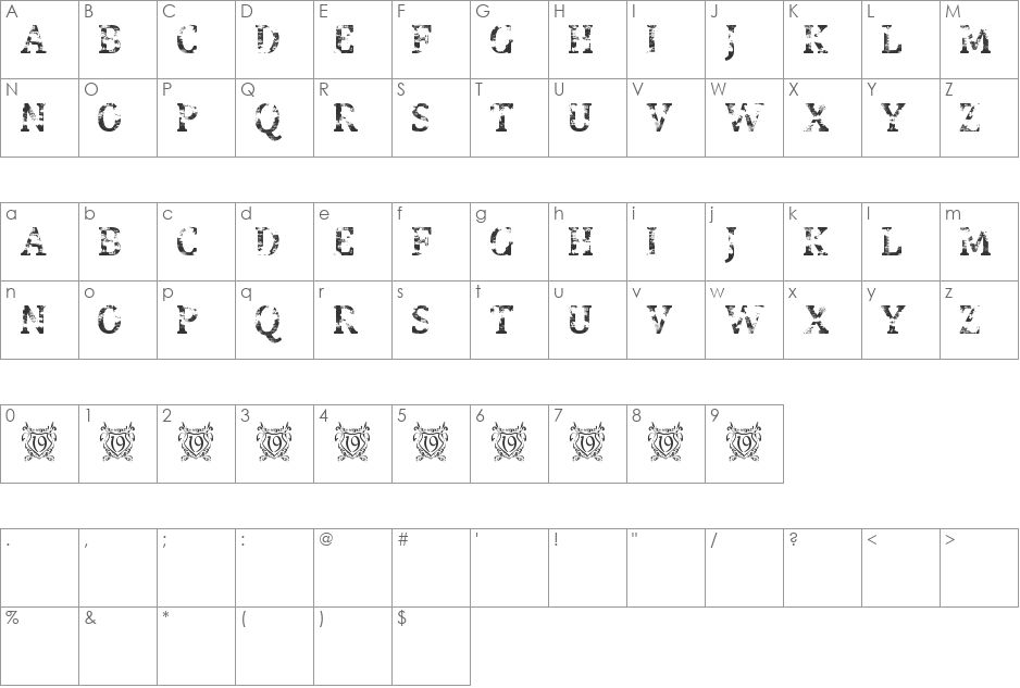 Street Blues Trial font character map preview