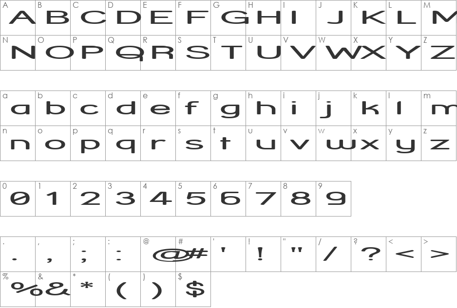 Street Corner HyperExtend font character map preview