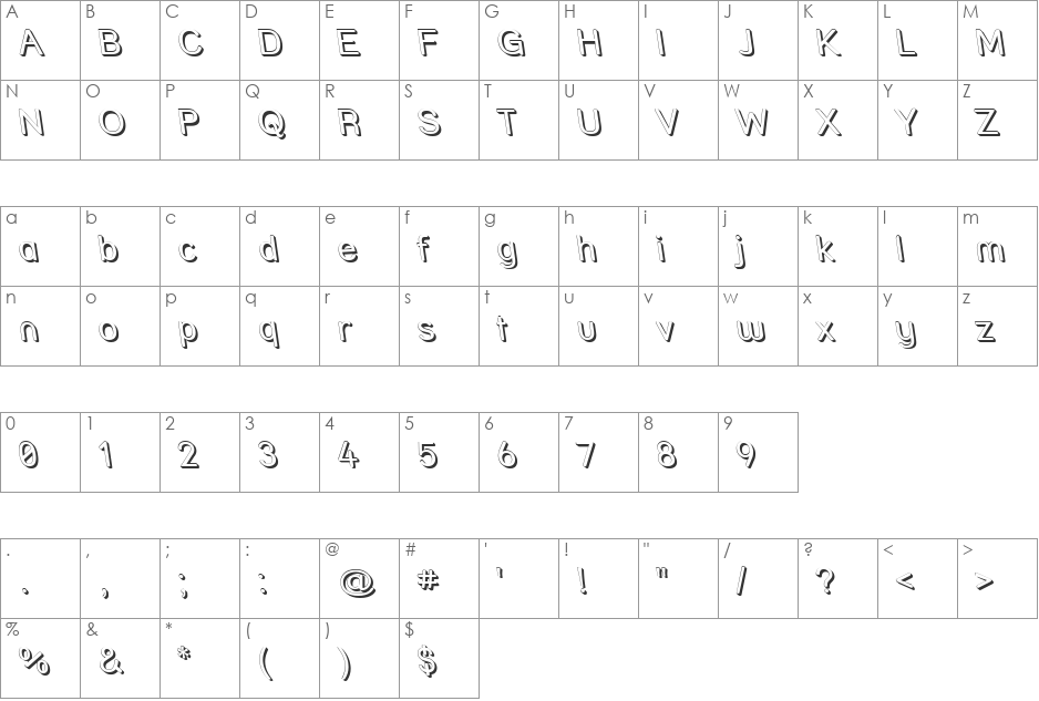 Street Shadow - Rev font character map preview