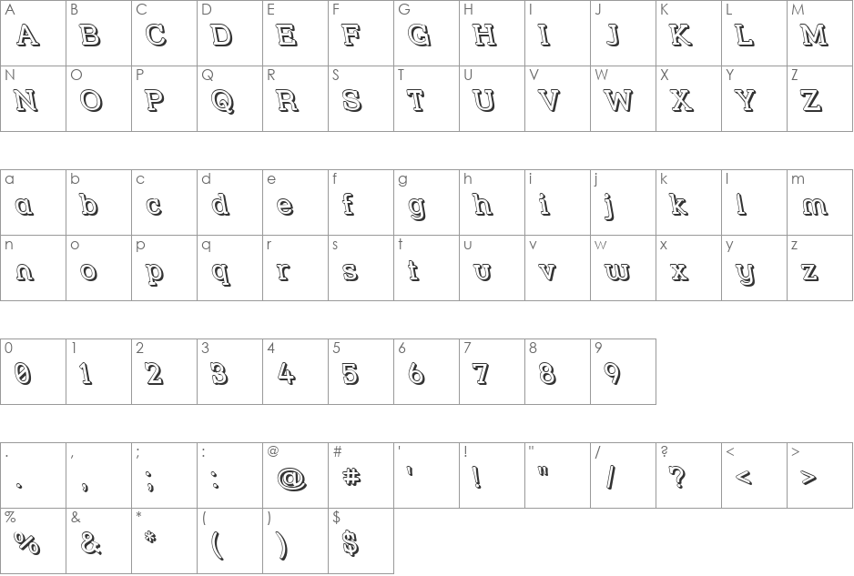 Street Slab - 3D Rev font character map preview