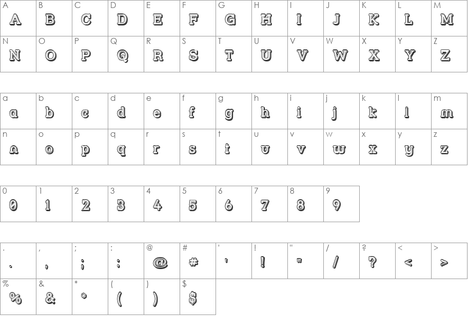 Street Slab - Fortuna font character map preview