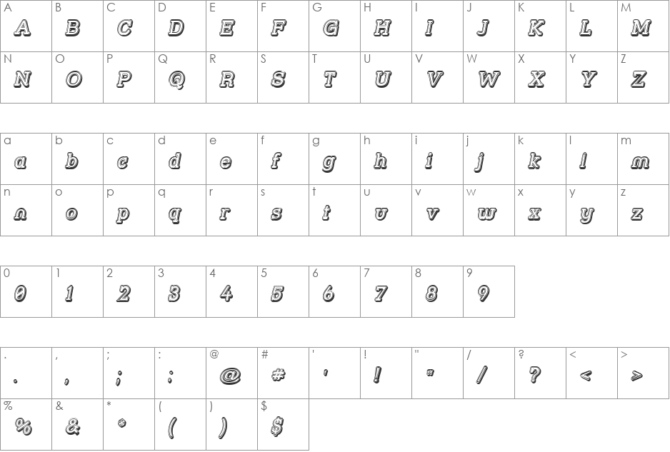 Street Slab - Fortuna font character map preview
