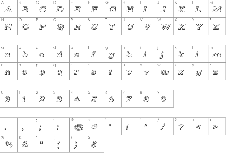 Street Slab - Wide 3D font character map preview