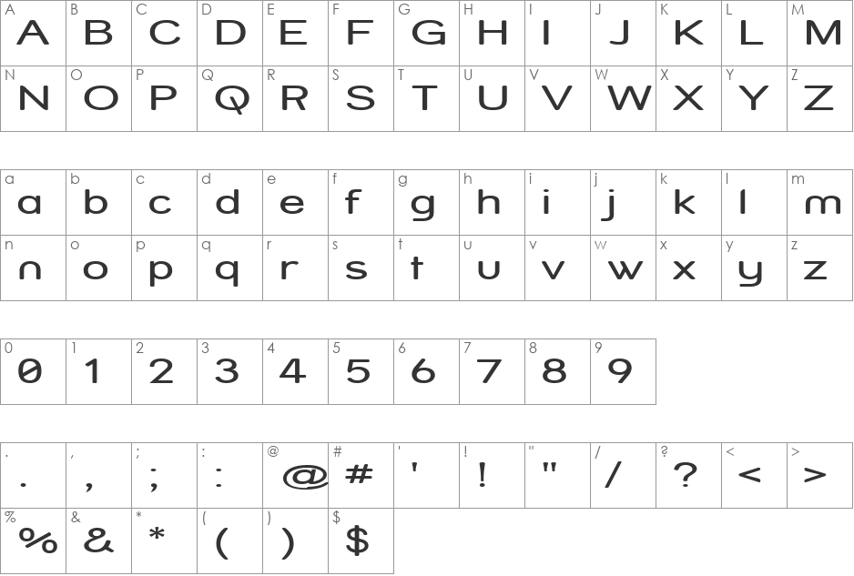 Street Variation - Expanded font character map preview