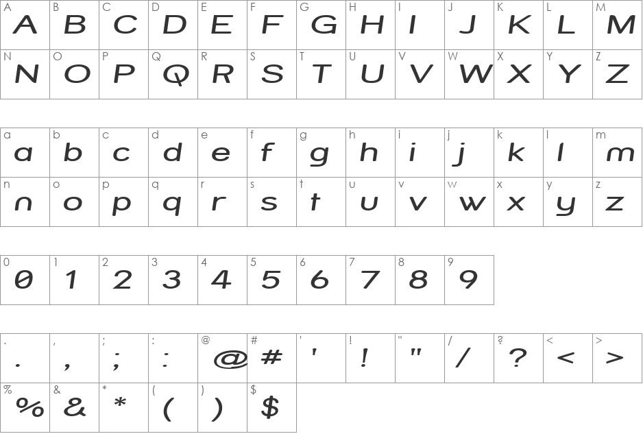 Street Variation - Expanded font character map preview