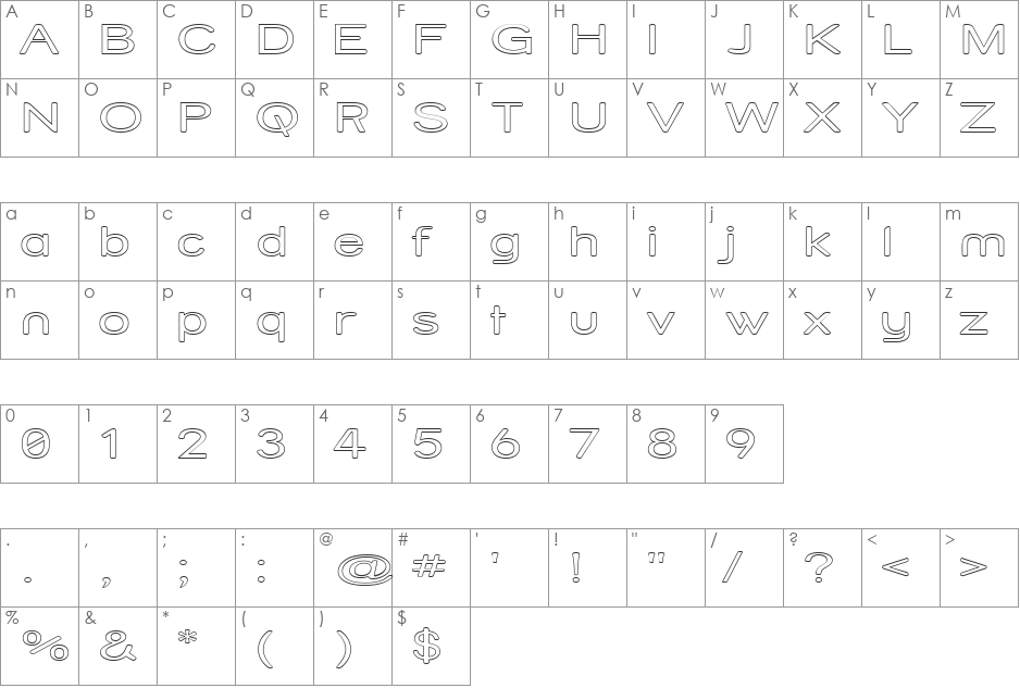 Street Variation - Outline Exp font character map preview