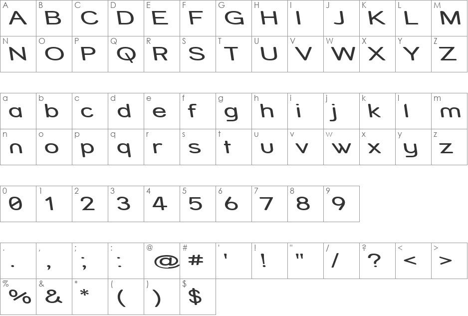 Street Variation - Rev Exp font character map preview