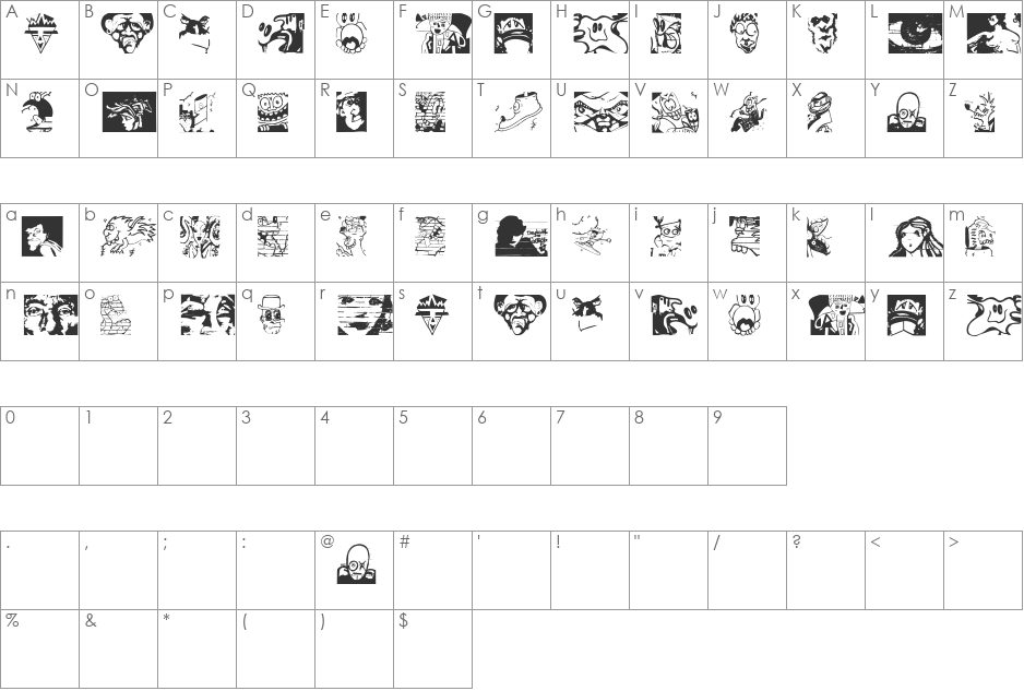 StreetGraffArts font character map preview