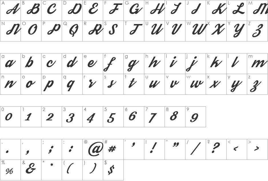 Streetwear font character map preview