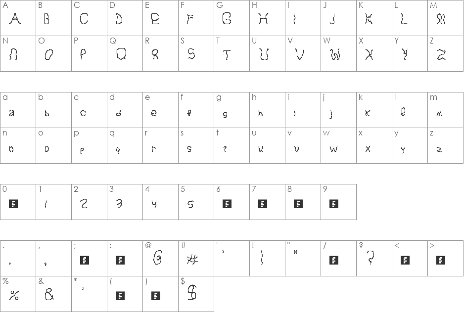 Stressed Student font character map preview