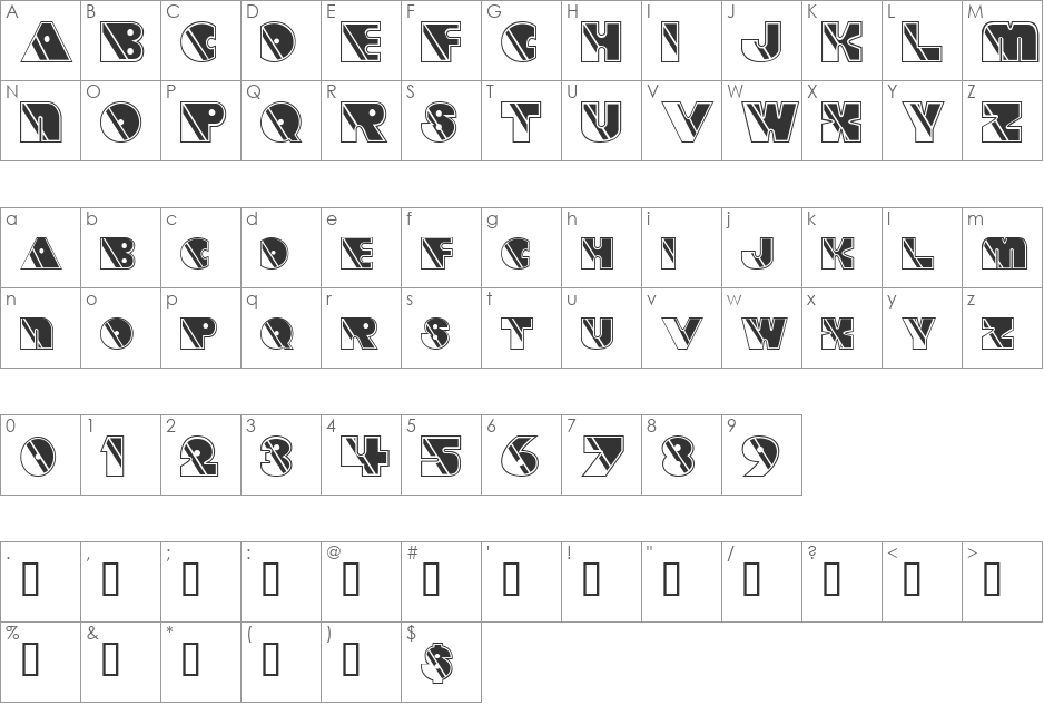 Stricto Sensu font character map preview