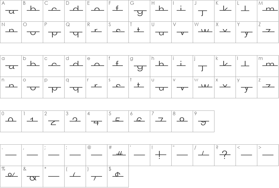 Strike Swiss font character map preview