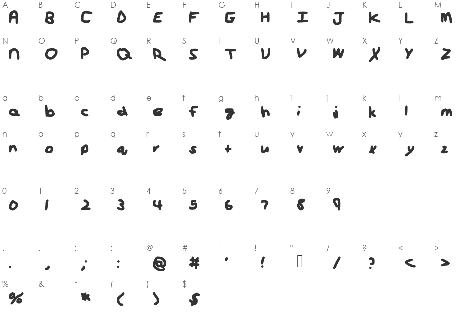 StrikeAPose font character map preview