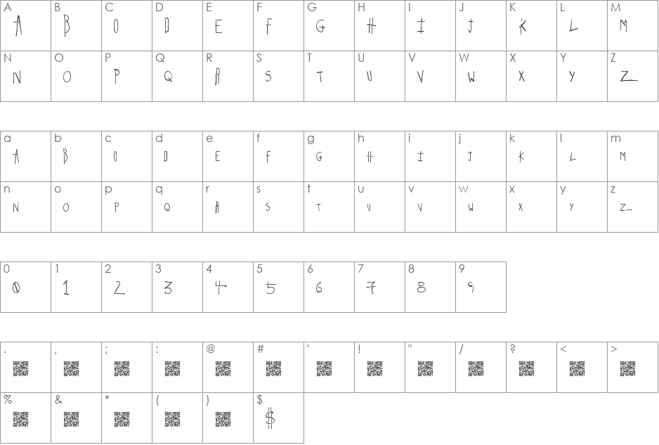 StrikeKing font character map preview