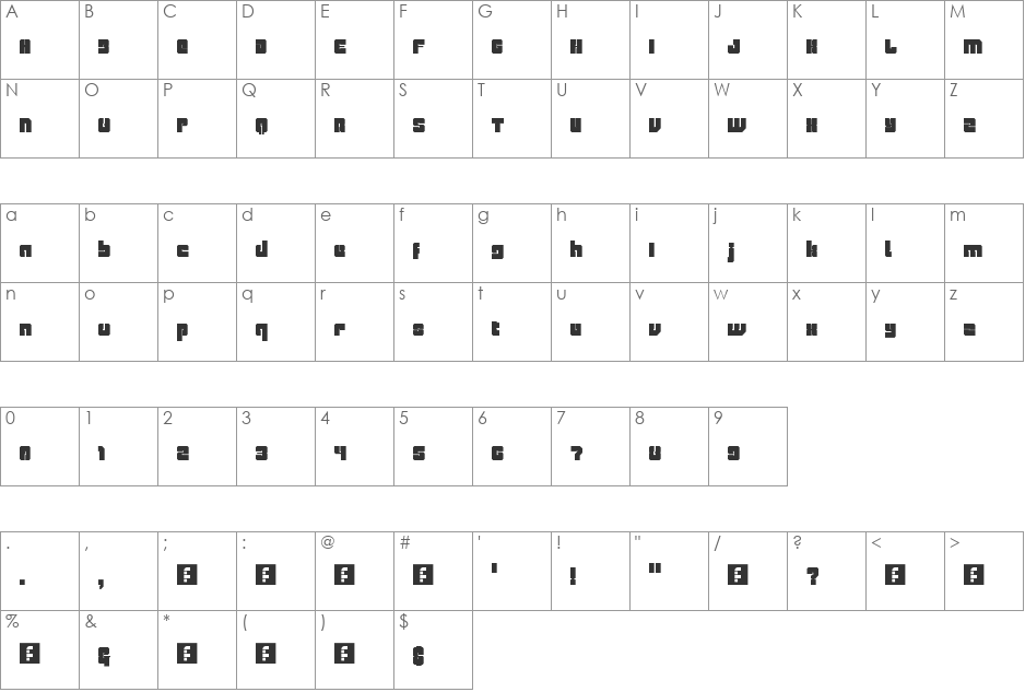 StrikeOver font character map preview