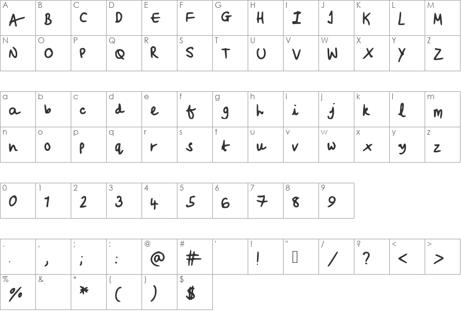 beccasfont font character map preview