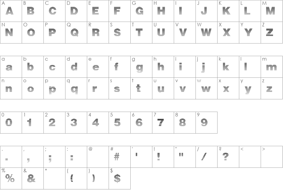 StripedSansBlack font character map preview