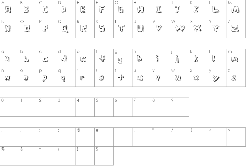 Stripefest font character map preview