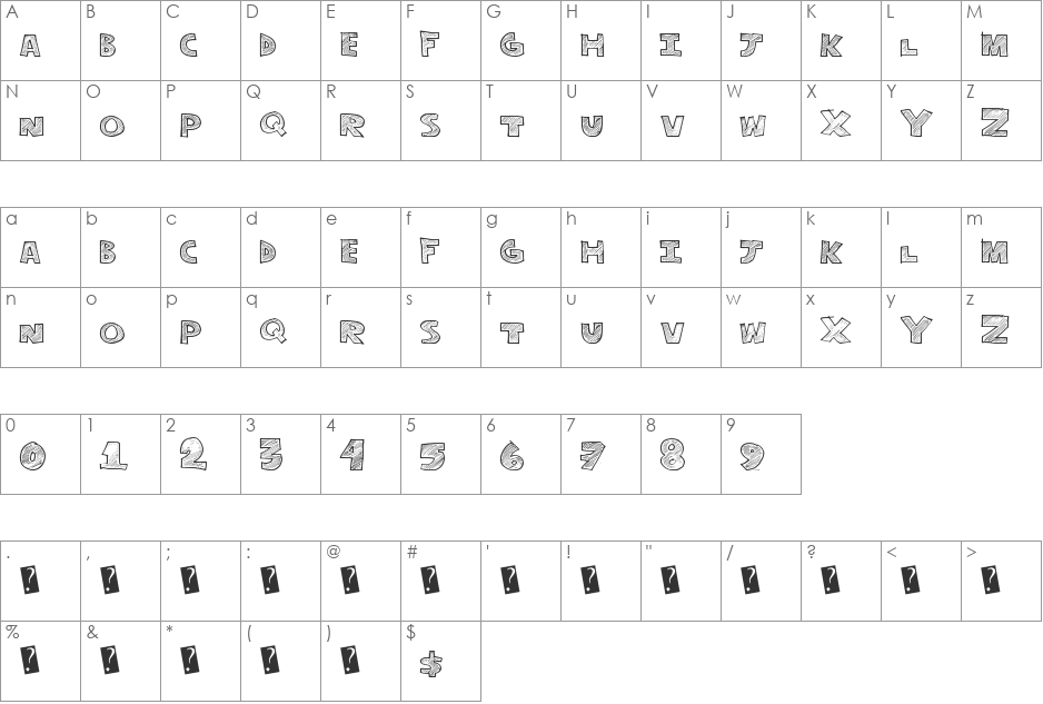 StripeFun font character map preview