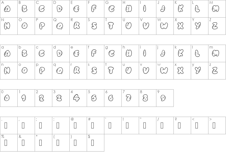 StrippedRounded font character map preview