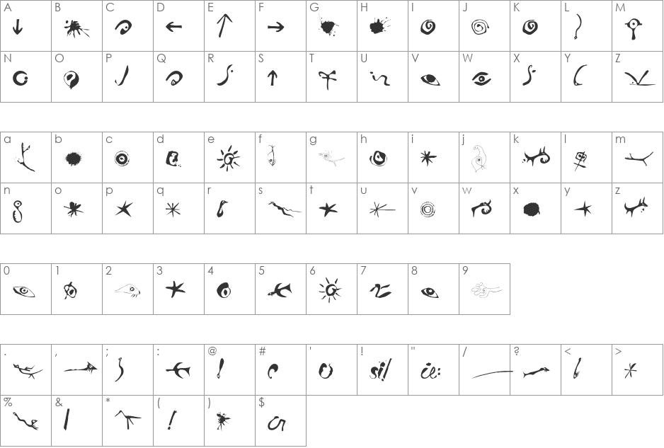 STROKE font character map preview